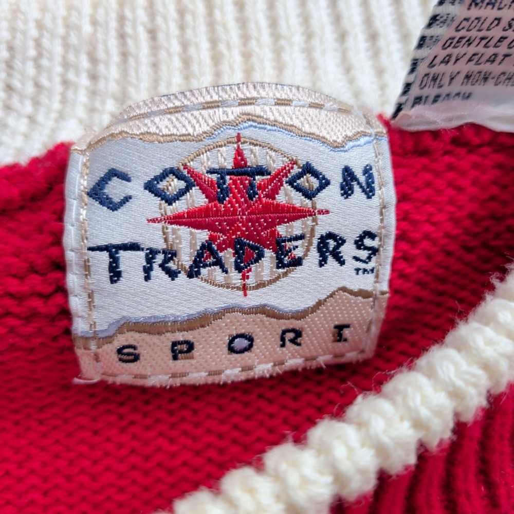 Vintage 90s‎ Cotton Traders Sweater Mens L Golf Postage Stamp Knit USA Americana - Picture 4 of 13
